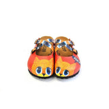  CALCEO Red and Orange Colored Cute Cat Patterned Clogs - WCAL169 Clogs Shoes - Goby Shoes UK