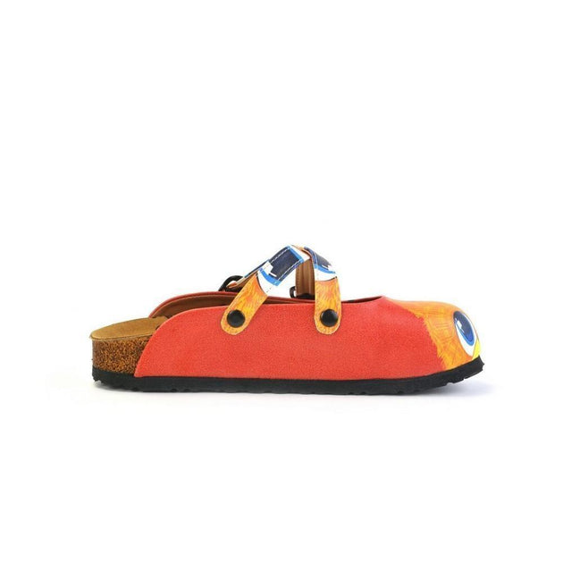  CALCEO Red and Orange Colored Cute Cat Patterned Clogs - WCAL169 Clogs Shoes - Goby Shoes UK