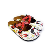  CALCEO Red and Black Polkadot Pattern Cute Girl Patterned Clogs - WCAL171 Clogs Shoes - Goby Shoes UK