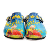  CALCEO Blue and Yellow Colored, Moon and Star Patterned, Little Prince Patterned Clogs - WCAL324 Women Clogs Shoes - Goby Shoes UK