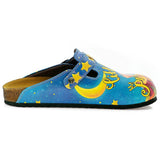  CALCEO Blue and Yellow Colored, Moon and Star Patterned, Little Prince Patterned Clogs - WCAL324 Women Clogs Shoes - Goby Shoes UK