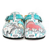 White and Blue Aqua Dentist Patterned Clogs - WCAL326
