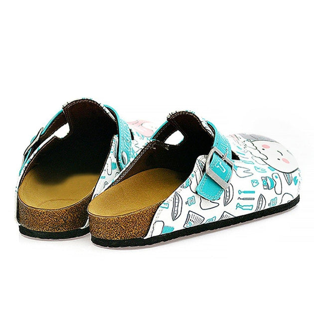 White and Blue Aqua Dentist Patterned Clogs - WCAL326