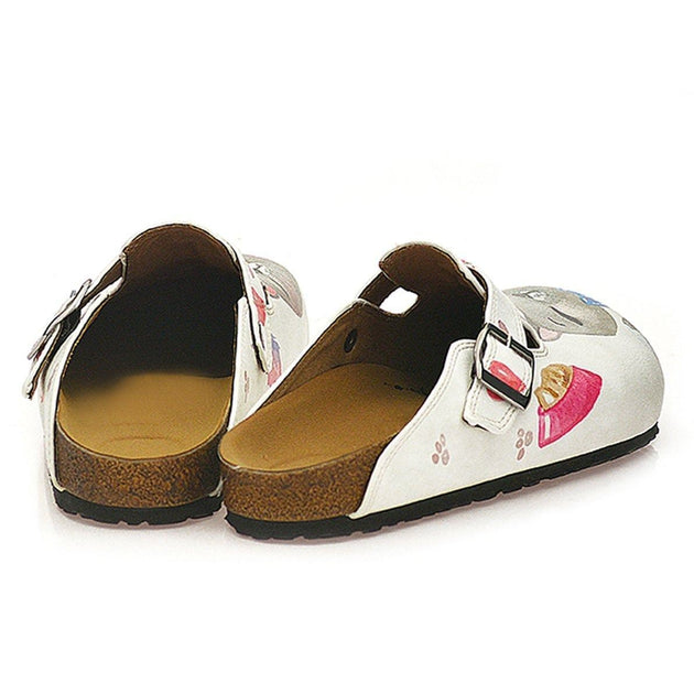  CALCEO Pink Colored Paw, Grey Cute Cat Patterned Clogs - WCAL330 Clogs Shoes - Goby Shoes UK