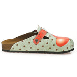  CALCEO Light Blue and Black Polkadot Patterned, Sweet Cupcake and Red Heart Patterned Clogs - WCAL331 Women Clogs Shoes - Goby Shoes UK