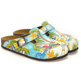  Calceo WCAL337 Blue & Yellow Tropical Clogs Clogs Shoes - Goby Shoes UK