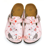  CALCEO Pink and Red Colored, Fun Elephant Patterned Clogs - WCAL338 Clogs Shoes - Goby Shoes UK