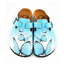  CALCEO Blue Butterfly Clogs - WCAL340 Women Clogs Shoes - Goby Shoes UK