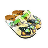  CALCEO Black, Brown, Green Colored Butterfly Patterned Clogs - WCAL344 Women Clogs Shoes - Goby Shoes UK