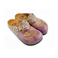 Yellow Moazic Patterned and Purple Elephant Patterned Clogs - WCAL345