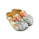  CALCEO Red Colored and White, Black Feathers and Fox Patterned Clogs - WCAL350 Clogs Shoes - Goby Shoes UK