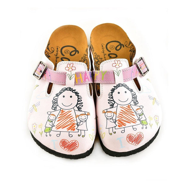  CALCEO Purple and White Colored, Patterned and Mom and Kids Patterned Clogs - WCAL354 Clogs Shoes - Goby Shoes UK