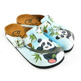  CALCEO Light Blue Colored and Brown, Green Tree Leafed, Panda Patterned Clogs - WCAL362 Women Clogs Shoes - Goby Shoes UK