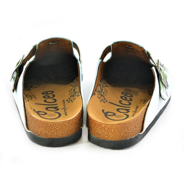  CALCEO Light Blue Colored and Brown, Green Tree Leafed, Panda Patterned Clogs - WCAL362 Women Clogs Shoes - Goby Shoes UK
