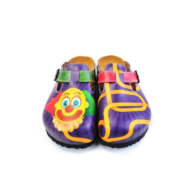  CALCEO Green, Purple and Red Colored Patterned and Yellow Clown Patterned Clogs - WCAL365 Women Clogs Shoes - Goby Shoes UK