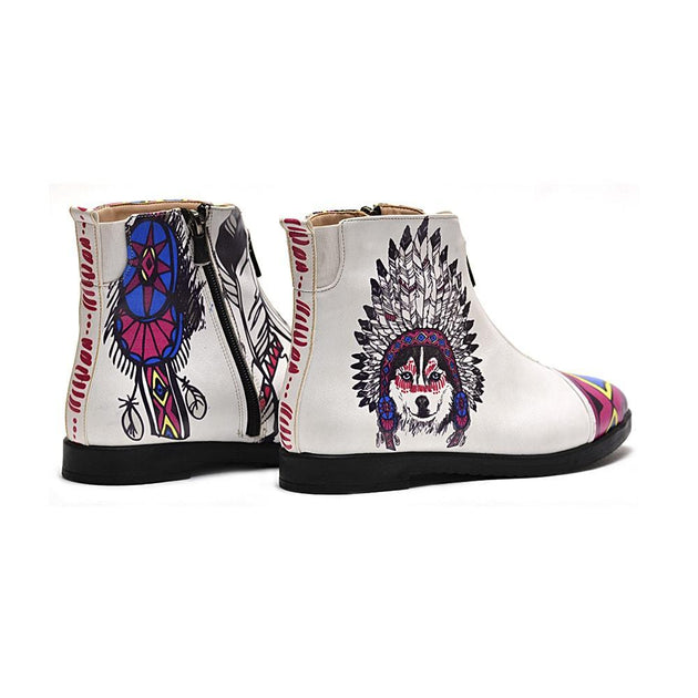  GOBY Indian Wolf Short Boots WFER105 Women Short Boots Shoes - Goby Shoes UK