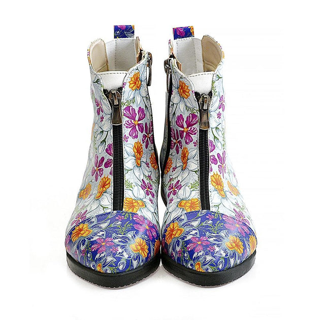  GOBY Flowers and Butterfly Short Boots WFER114 Women Short Boots Shoes - Goby Shoes UK