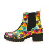 GOBY Colored Triangles Short Boots WLAS115 Women Short Boots Shoes - Goby Shoes UK