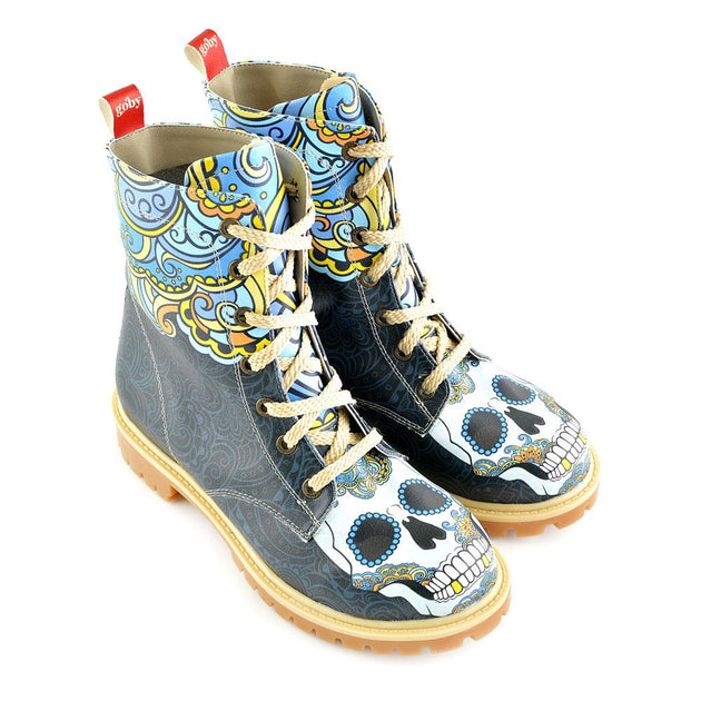  Goby WTMB1041 Skull Long Boots Women Boots Shoes - Goby Shoes UK