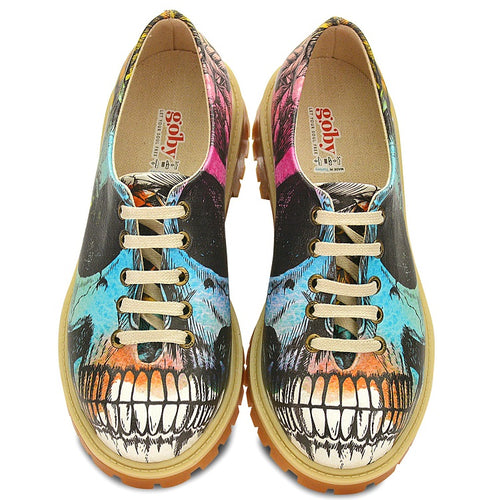  Goby WTMK6515 Colored Skull Women Oxford Shoes - Goby Shoes UK