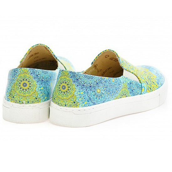  Goby WVN4038 Blue and Yellow Pattern Women Sneakers Shoes - Goby Shoes UK