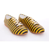 Black and Yellow Striped Ballerinas Shoes SLV073, Goby, GOBY Ballerinas Shoes 