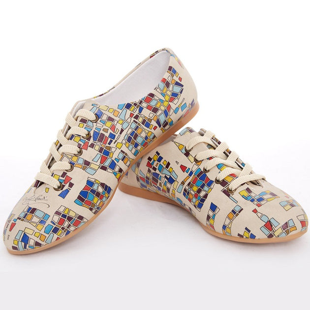  Goby SLV78 Colored Squares Women Ballerinas Shoes - Goby Shoes UK